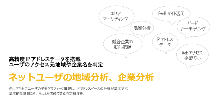 ネットユーザの地域分析、企業分析にはIPアドレスベースのもっとも信頼できる情報を